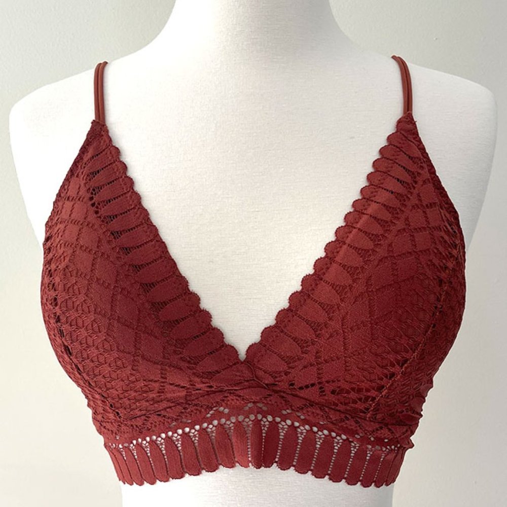 Anemone Women's Sexy Comfortable Lace Embroidered Bralette Bra Top